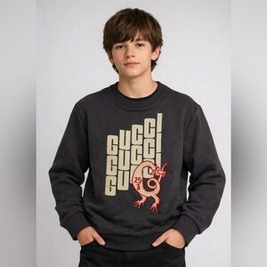 Authentic Gucci Kids Black Sweatshirt with Red Dragon Design (size 12)